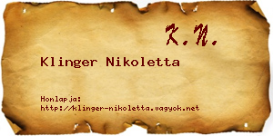 Klinger Nikoletta névjegykártya
